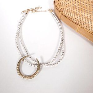 Vintage celestial lunar leather choker necklace